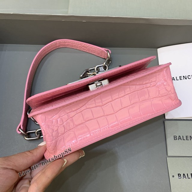 Balenciaga專櫃爆款小號鱷魚粉肩背包 巴黎世家新款Gossip bag斜挎包 fyj1298